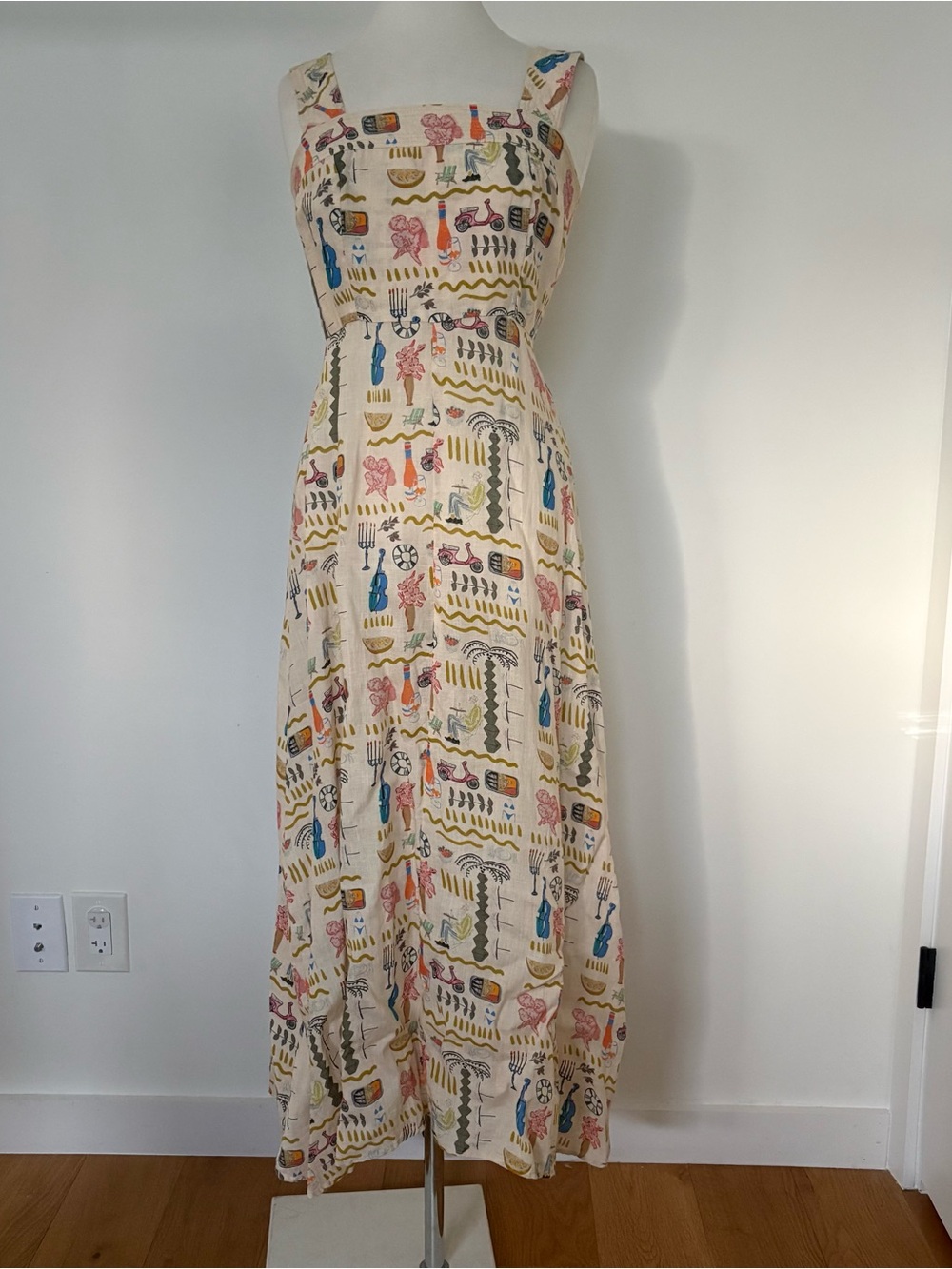 Palm Noosa Print Linen Midi Dress US 6 / AU 10